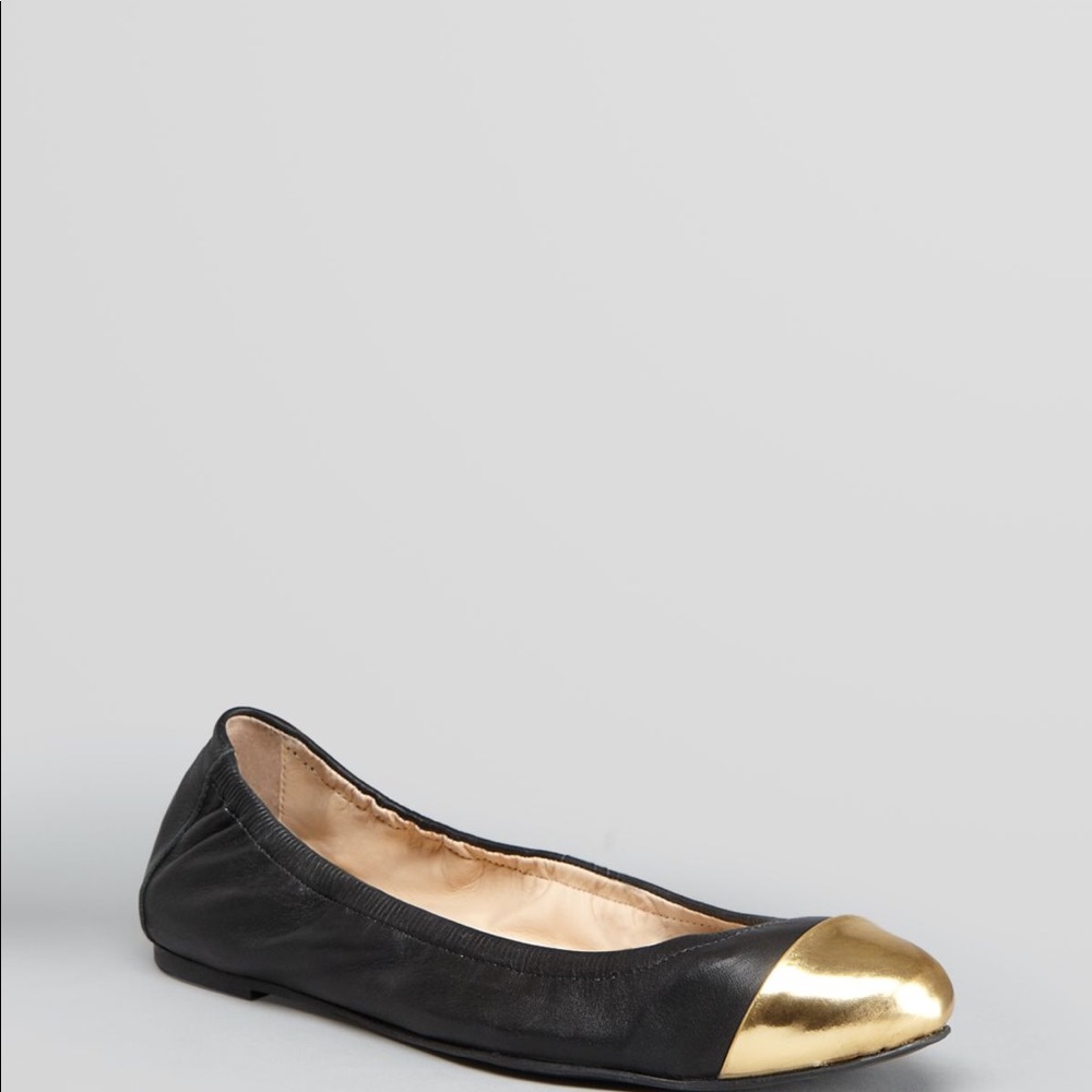 Loeffler Randall Grier Flat Shoes Black Gold 9.5